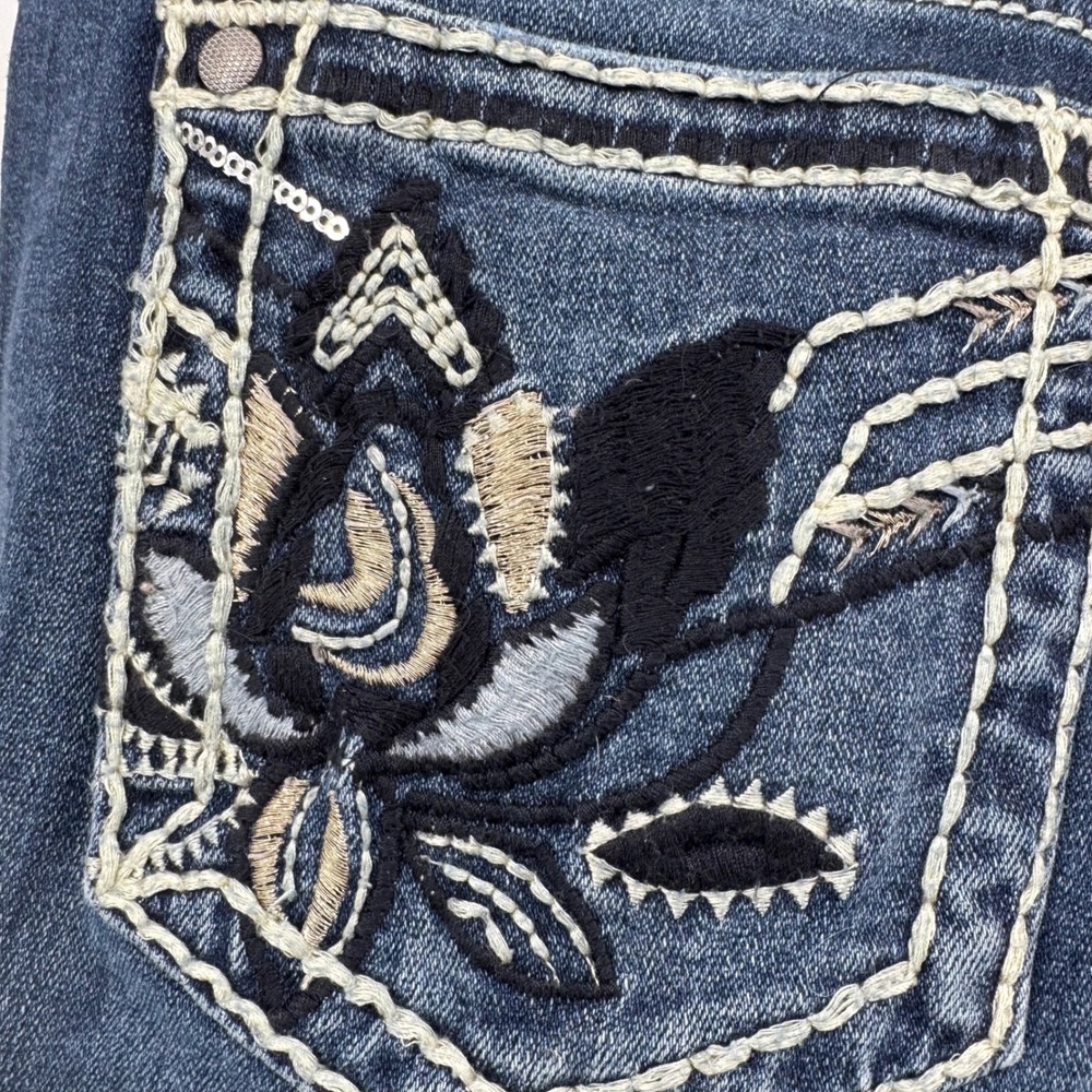 VIGOSS Womens Slim Boot Jeans Dark Wash Embroidered Pockets Size 18 Boho Western - Picture 7 of 12